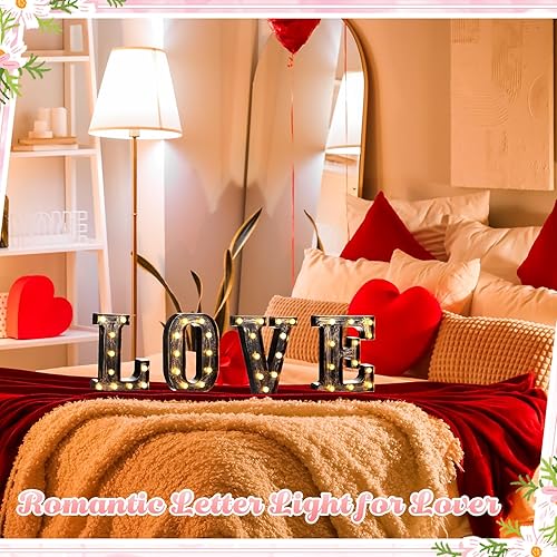 Miniatura 4 de Baquler Letras con luces LED vintage iluminadas, letras rústicas iluminadas con luces, funciona con pilas, letras LED para cafetería, bar, hogar,