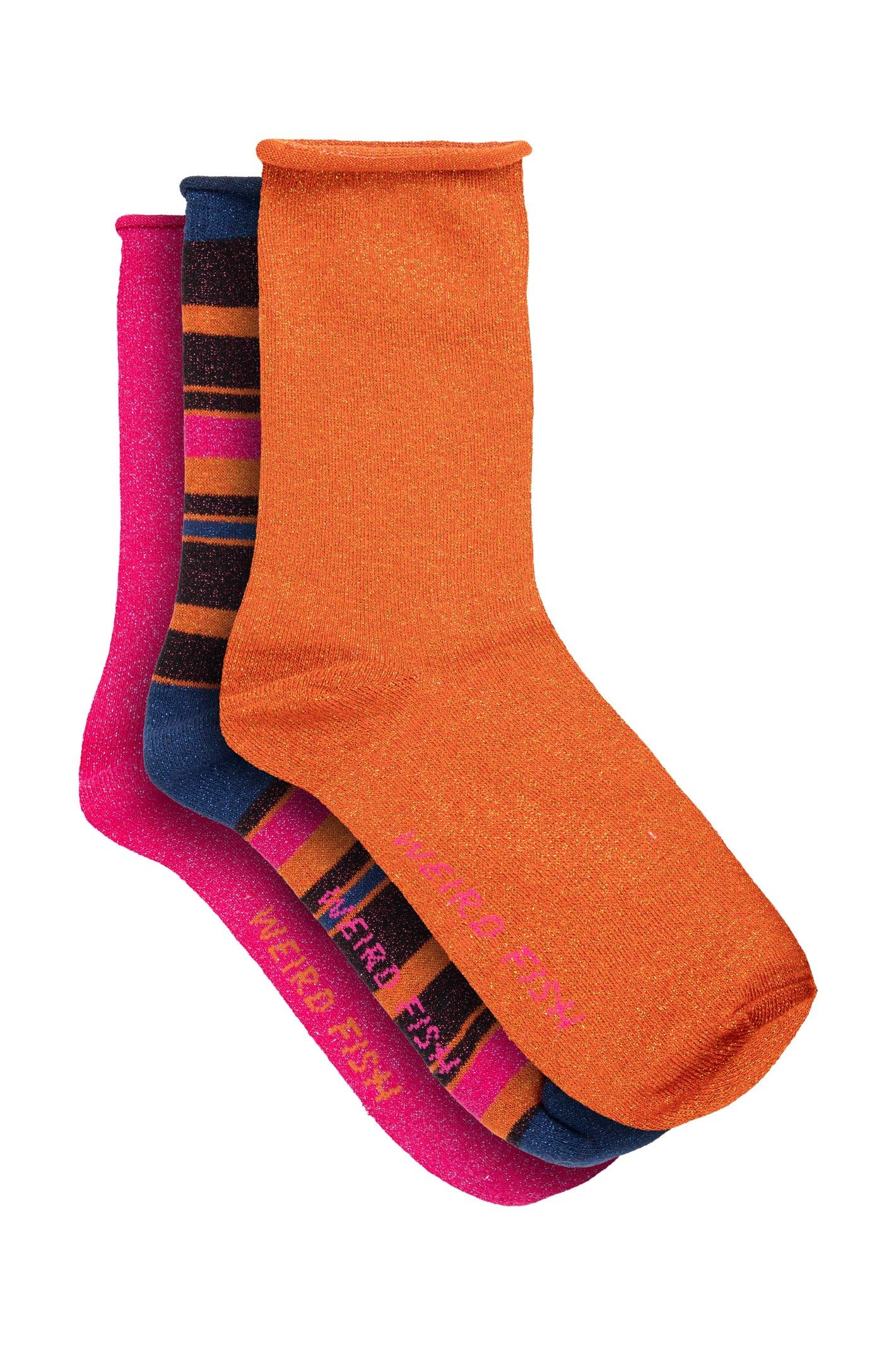 Weird Fish Women's Steller Sparkle Striped Socks 3 Pack