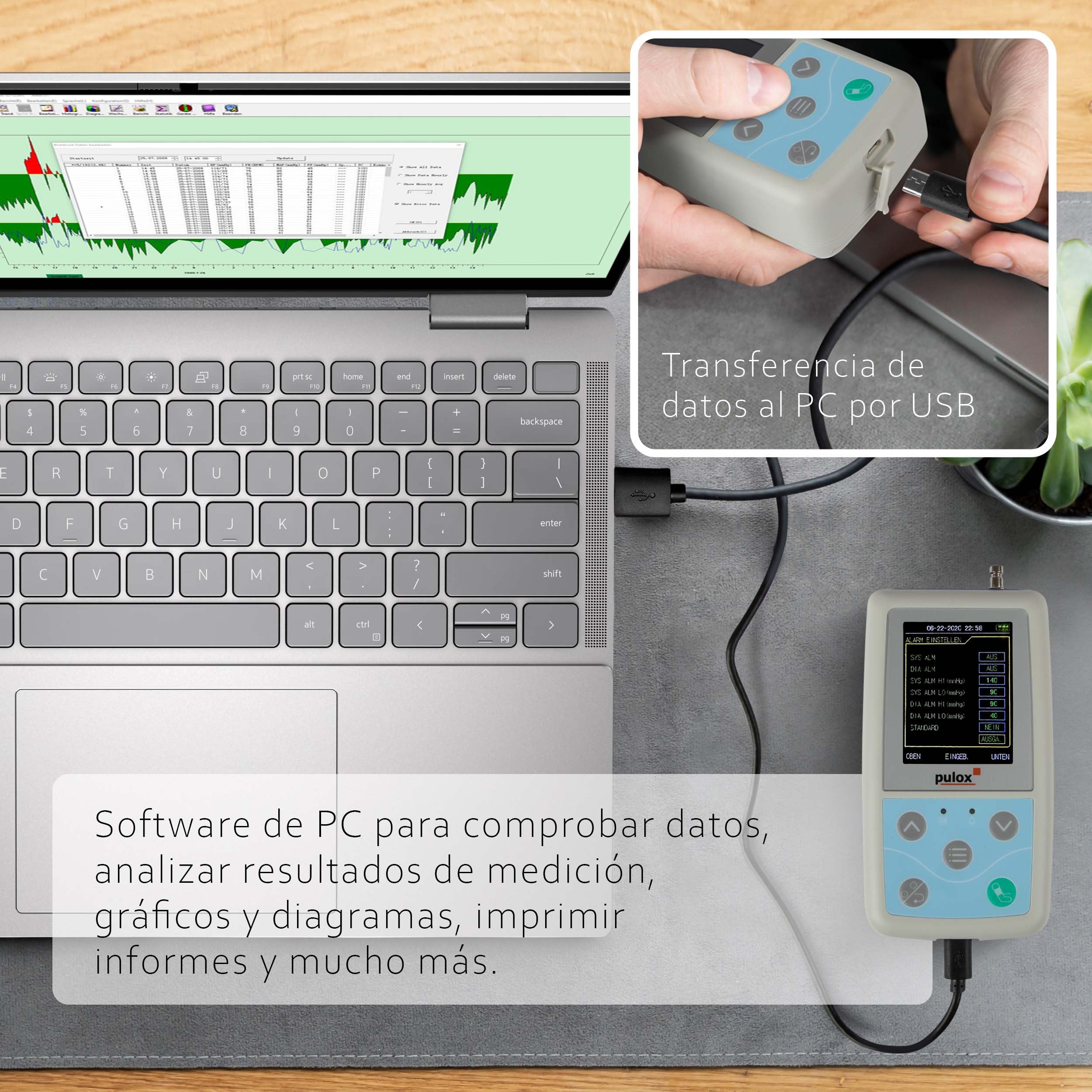 Pulox ABDM-50 Tensiómetro Ambulatorio - Medición automática de la Tensión Arterial durante 24 horas