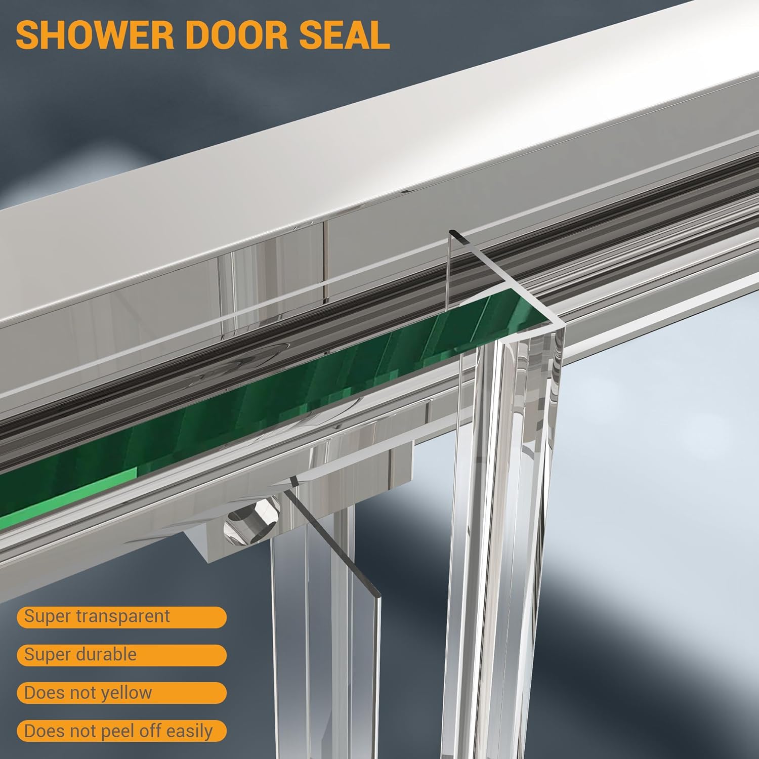 Bathroom Shower Glass Door 45.4"-47" W×76" H, Single Sliding Shower Door Enclosure, 1/4"(6mm) Thick Clear Tempered Glass Door, Chrome Hardware