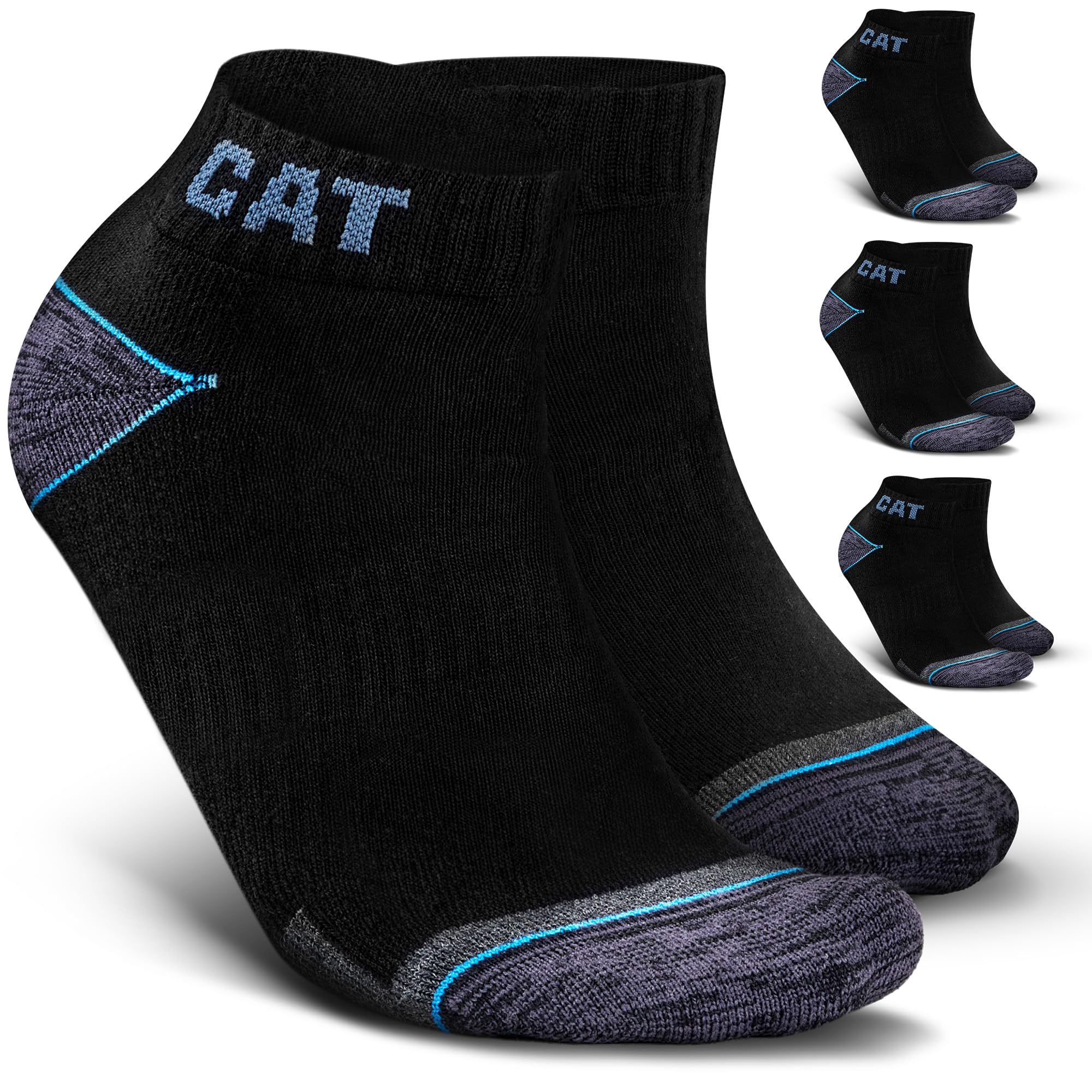 CAT CATERPILLAR POWER & COOL WORK SNEAKERS Lot de 6 paires de chaussettes de travail, baskets, chaussettes de travail, tailles 39-42, 43-46, 47-50