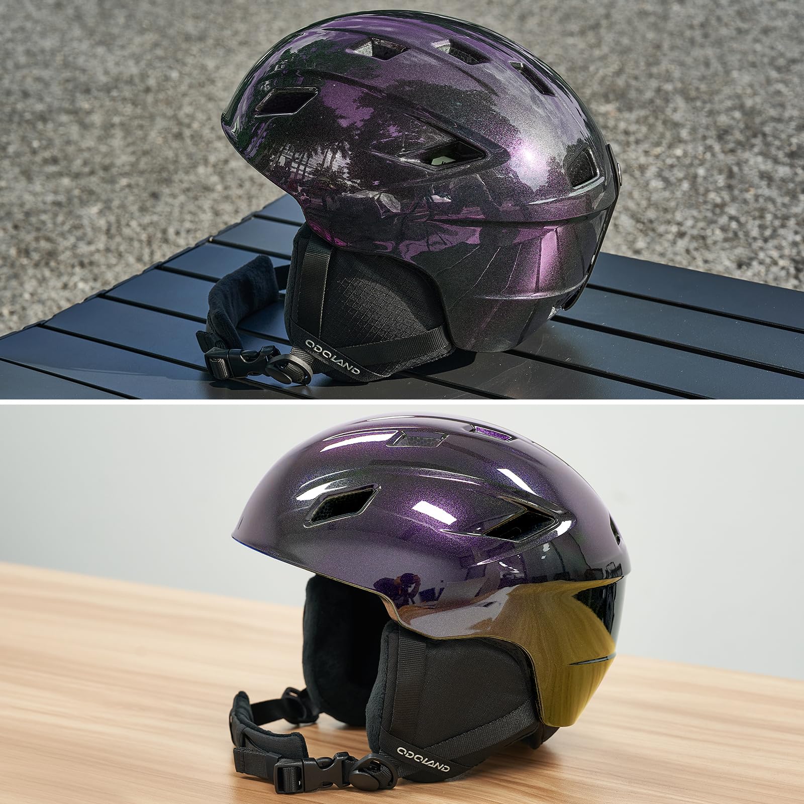 Odoland Kit di Casco Sci con Maschera Sci, Casco Snowboard per Uomo Donna Adolescenti, Casco Ski Regolabile e Occhiali Sci UV400 Proteczione, per Sport Invernali All'aperto