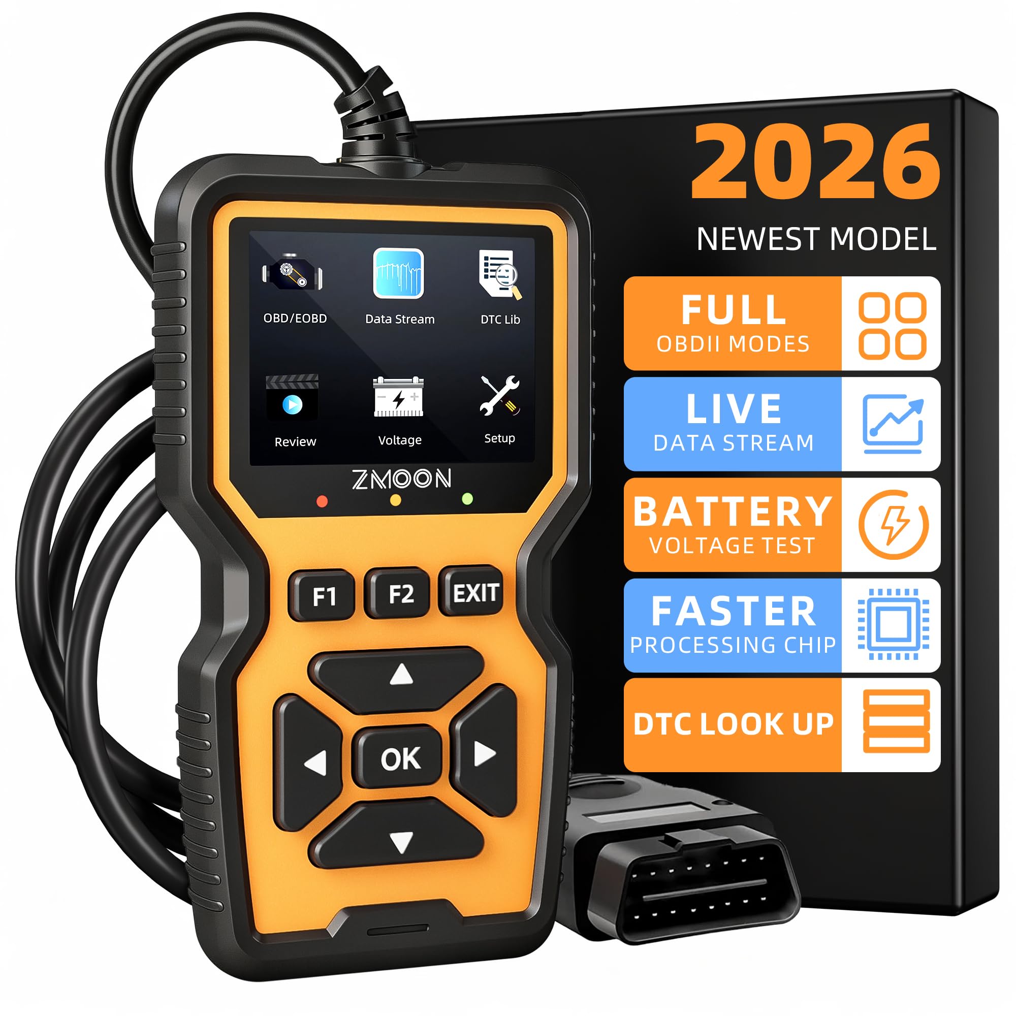 ZMOON ZM201 Professional OBD2 Scanner Diagnostic Tool, Enhanced Check Engine Code Reader with Reset OBDII/EOBD Car Diagnostic Scan Tools for All Vehicles After 1996, 2025 Upgraded