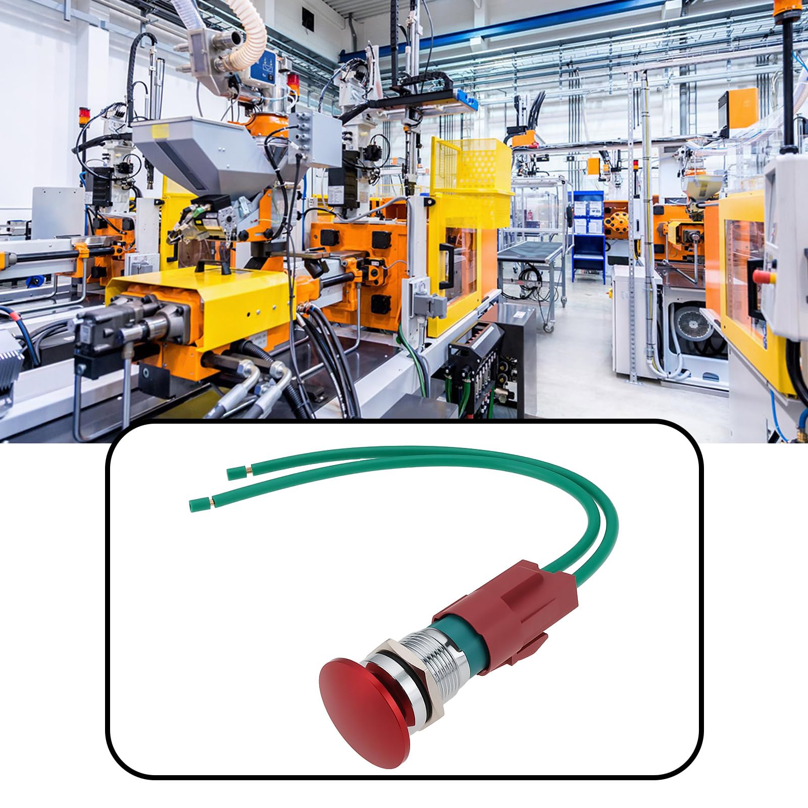 EMSea 16mm Mushroom Head Momentary Push Button 12V 10A Waterproof SPST Switch with Wire Red - Image 2