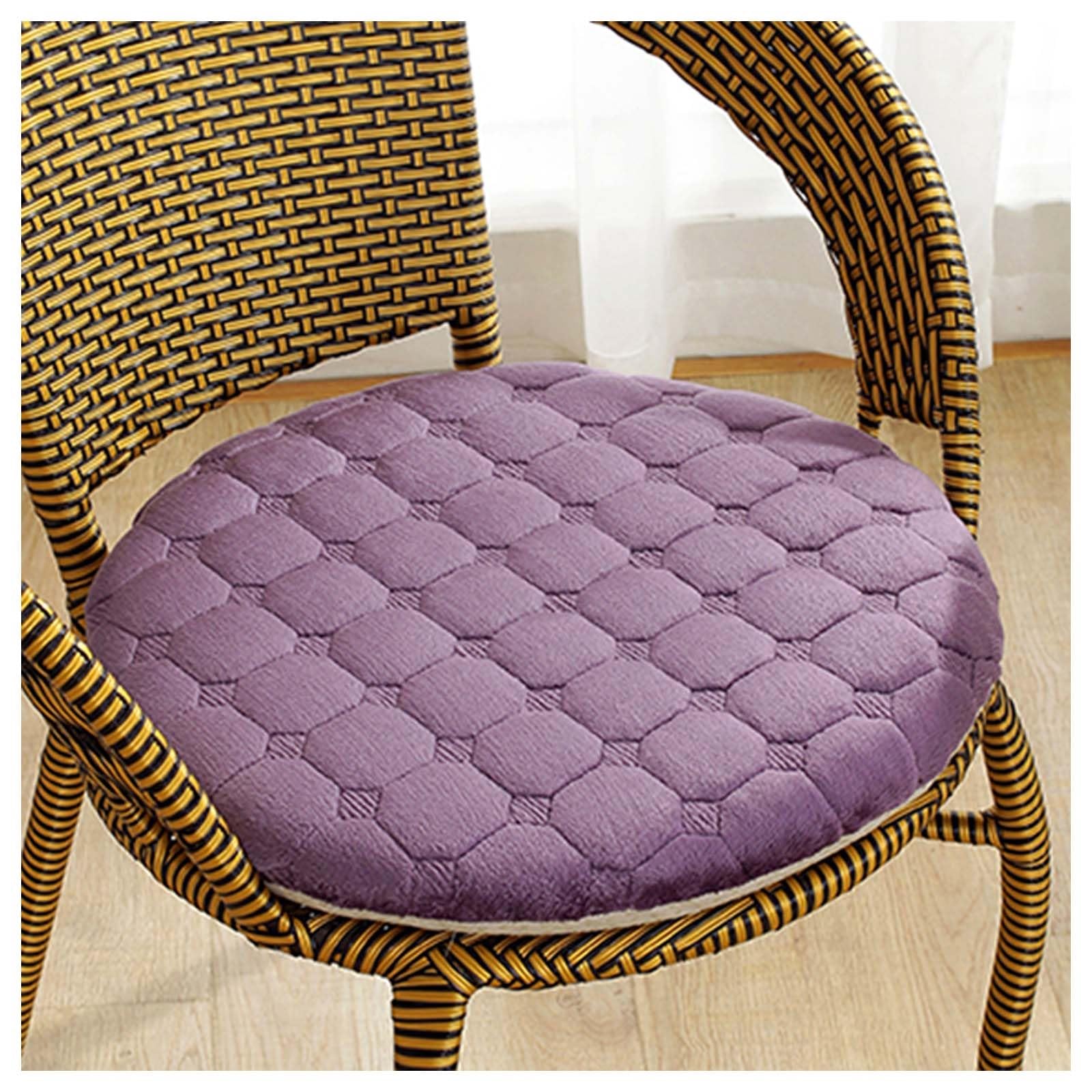 SVFOEBJM Comfy Round Chair Cushions Anti-slip Seat Cushion For Patio Barstool Room Office Chairs Bistro Diameter 40cm 45cm 50cm Thick Plush Furniture Cushion(Purple,40cm)