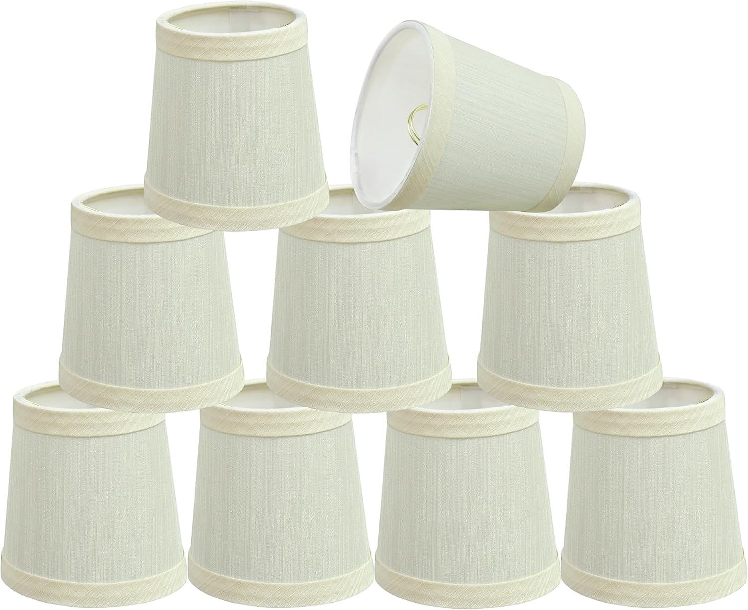 Aspen Creative 32711-9B Small Hardback Empire Shape Chandelier Clip-on Lamp Shade Set (9 Pack), Transitional Design in Eggshell, 4" Bottom Width (3" x 4" x 4")
