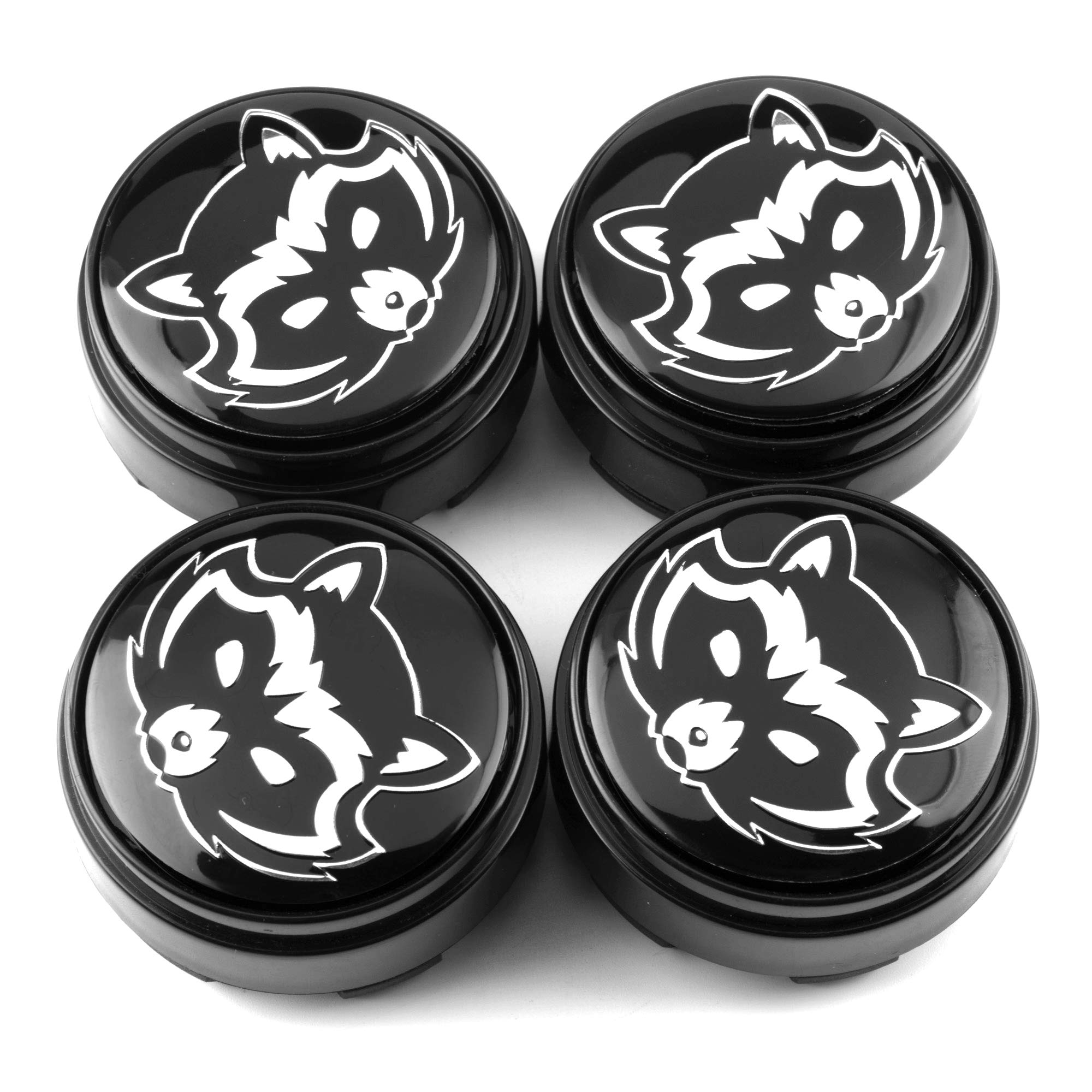 Rhinotuning 4 x 66 mm piasty z napisem w kształcie szopa, obracające się kołpaki z tworzywa ABS, kolor czarny, kołpaki do TE37 Tokyo Time Attack Rota G-Force 17" Felge F150 18" Rim