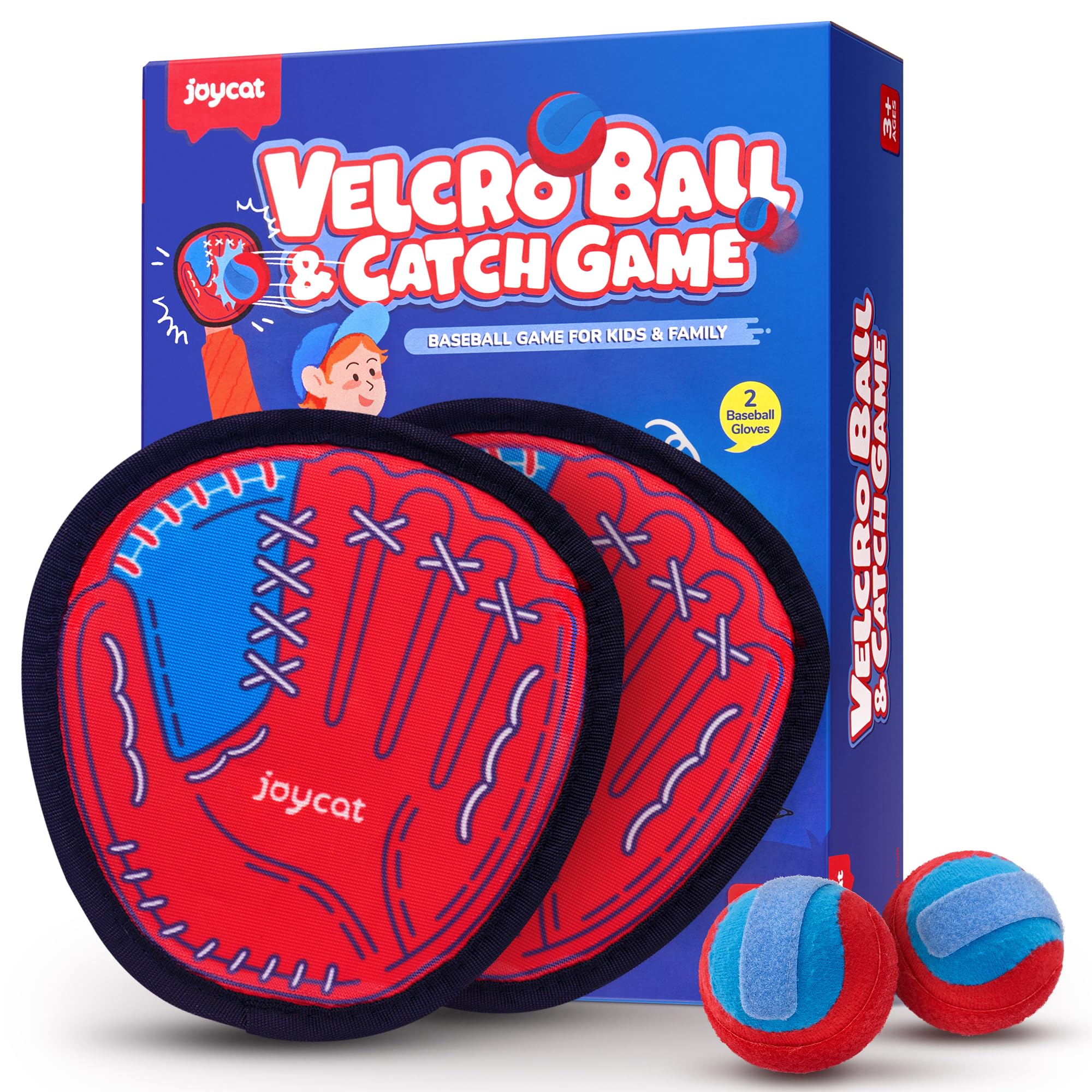 JoyCat Toss and Catch Ball Game for Kids – Outdoor Beach & Yard Game Set with 4 Paddles, Kids Toddler Baseball Glove,Family Throwing & Catching Game