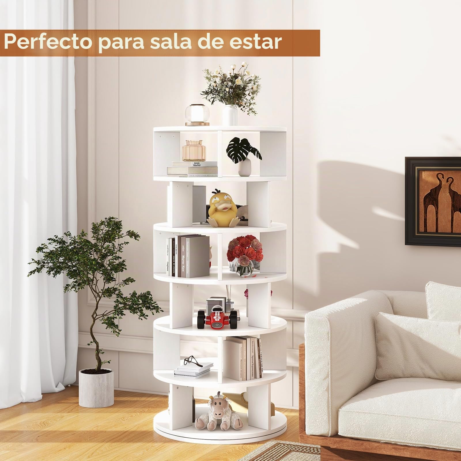IBUYKE Zapatero Giratorio de 6 Niveles, Estante de Zapatos Giratorio 360°para 24 Pares de Zapatos, Organizador Vertical Redondo para Zapatos y Bolsos para Armario Pasillo Sala de Estar, Blanco WSR006W