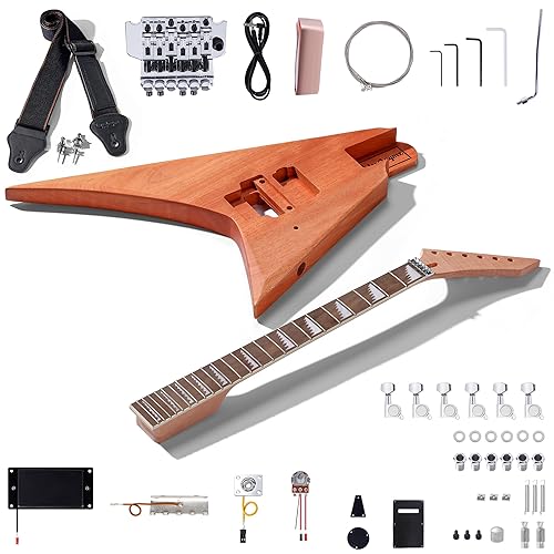 Leo Jaymz DIY Electric Guitar Kits in AL Style - Mahogany Body and Neck - Laurel Wood Fingerboard and All Components Included (AL)