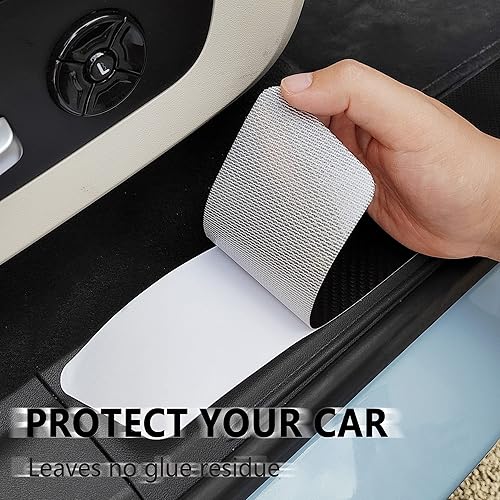Miniatura 10 de 4 piezas protectoras para umbral de puerta de automóvil, diseño deportivo de fibra de carbono antiarañazos, protección de borde de puerta,