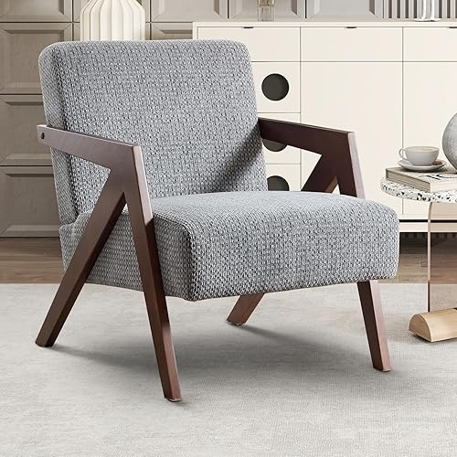 Miniatura 10 de INZOY Sillas decorativas modernas de mediados de siglo para sala de estar sillón cómodo de terciopelo con respaldo alto silla ergonómica para