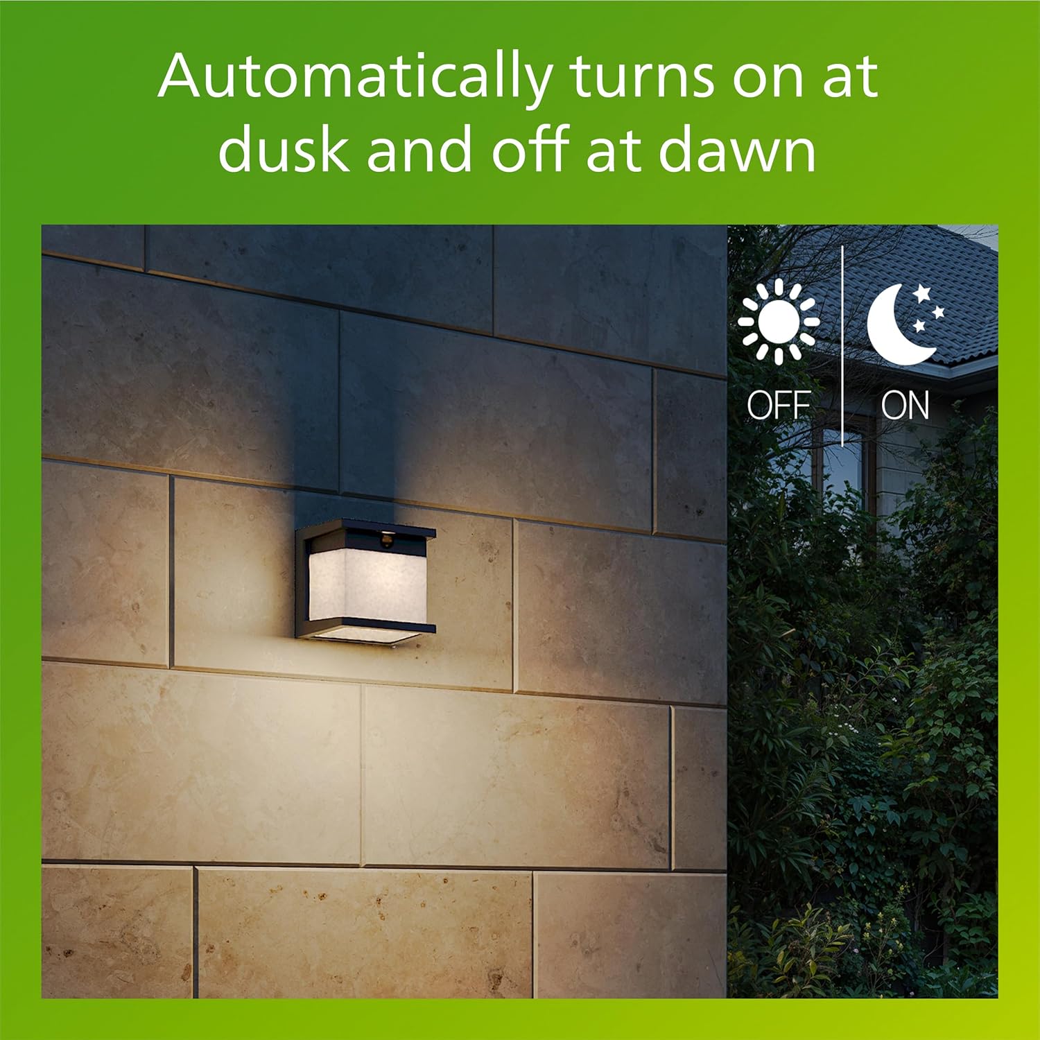 Philips Diara Outdoor Solar Wall Light, IP44 Weather-Resistant, Durable, Anti-UV Plastic, Motion Sensor, Dusk-to-Dawn, Replaceable Battery, Black, 2700K, 1 Light