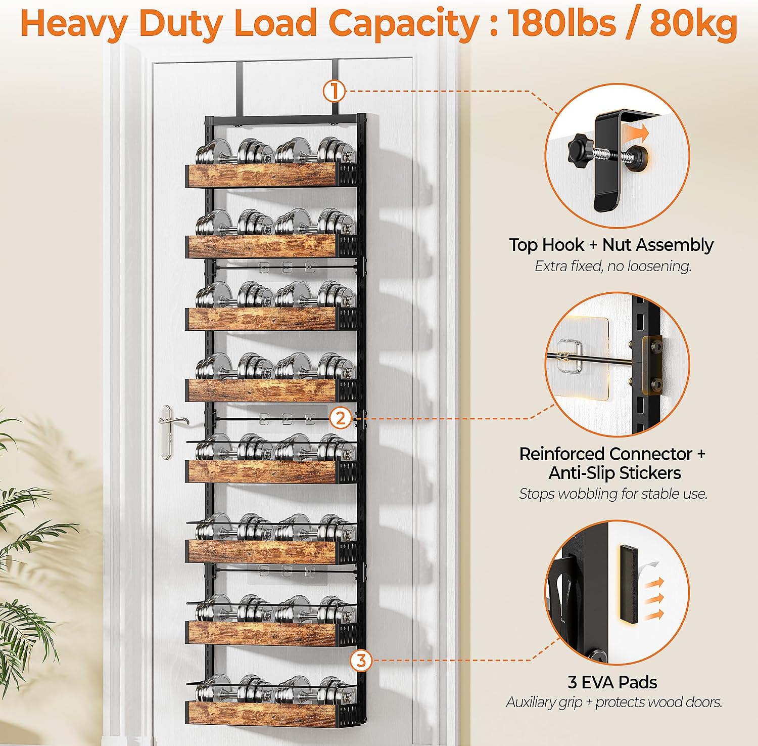 8-Tier Over The Door Pantry Organizer Hanging Spice Rack Pantry Organization and Storage Metal Cabinet Pantry Door Organization for Home & Kitchen Office Laundry Room Bathroom