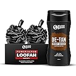 Beardo DeTan Body Wash & Power Scrub Loofah | Deep Cleansing, Tan Removal & Exfoliating Body Wash for Men | Perfect for Oily & Acne-Prone Skin | Ultimate Grooming Kit for Men- Set of 2