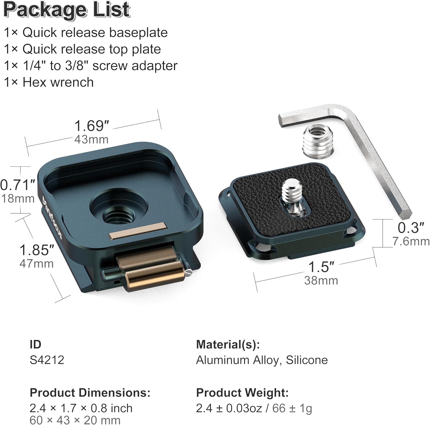 MINIFOCUS Universal Camera Quick Release Plate Kit for Camera Tripod Mount, Arca Swiss Plate with 1/4" Screw, Quick Setup w/ 1/4" to 3/8" Threaded Hole Gimbles Sliders Tripod Adapter for DSLR Cameras