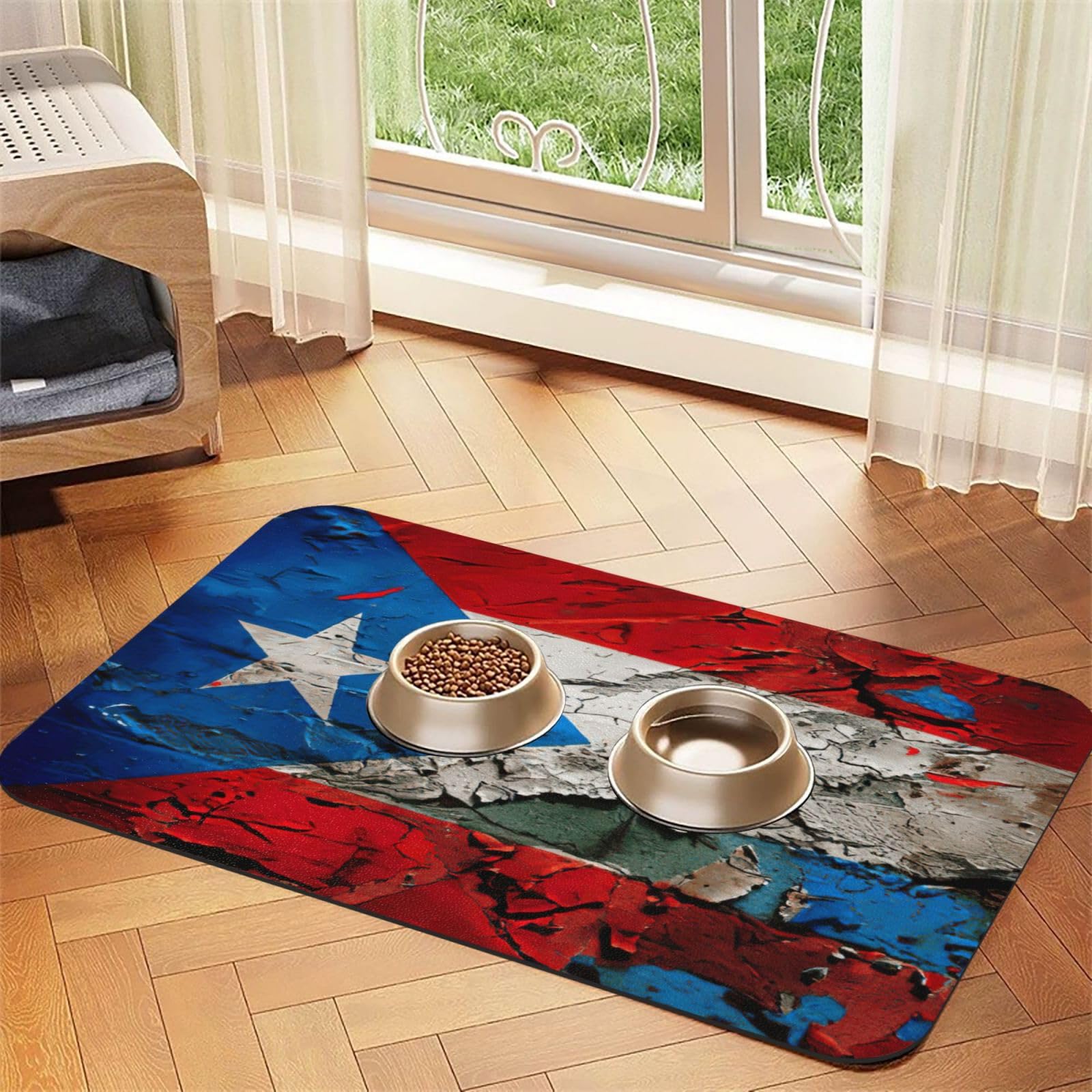 Tapis de nourriture absorbant Porto Rico en caoutchouc pour chat et chien