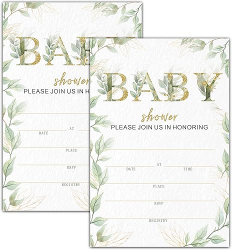 Invitaciones y sobres de baby shower, invitaciones de baby shower, suministros de fiesta de revelación de género de acuarela, 25 tarjetas con