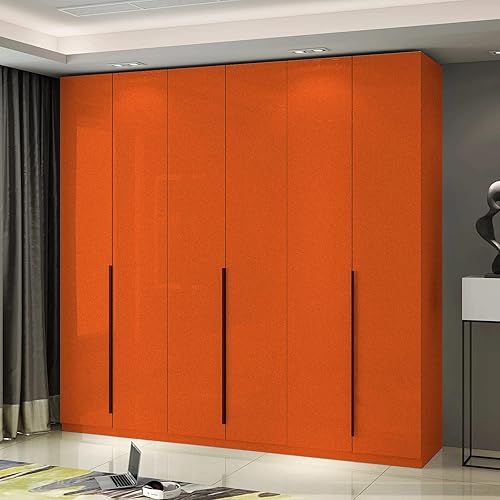 Miniatura 3 de WADILE Papel tapiz adhesivo brillante, resistente al agua, de color sólido, autoadhesivo, brillante, extraíble, para gabinetes (naranja, 15.7 x 78.7