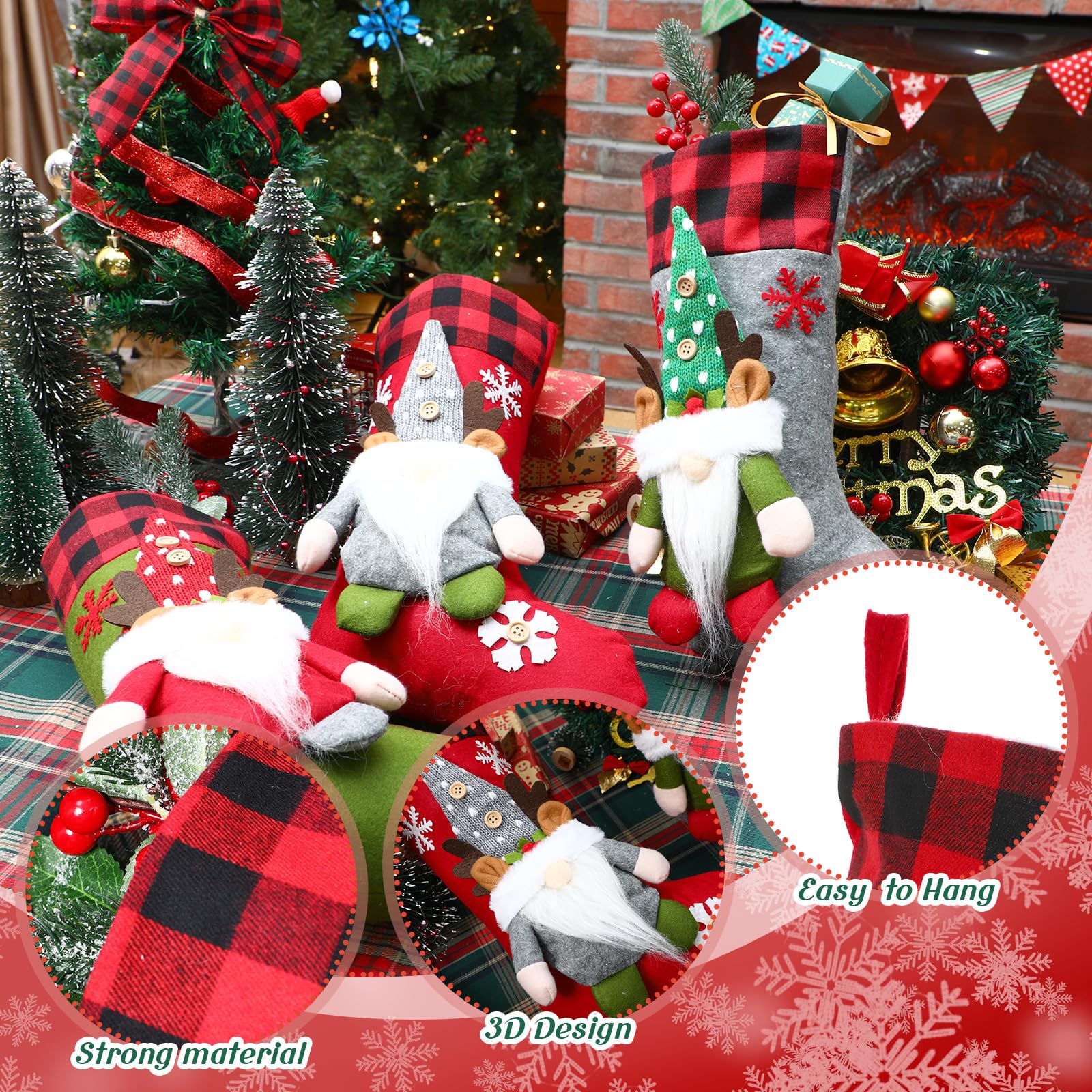 Calcetines Navidad Personalizados Lyrow - Paquete De 6 Medias De Navidad A  Granel De 19 Pulgadas, Medias Christmas Stockings, image size:1600x1600