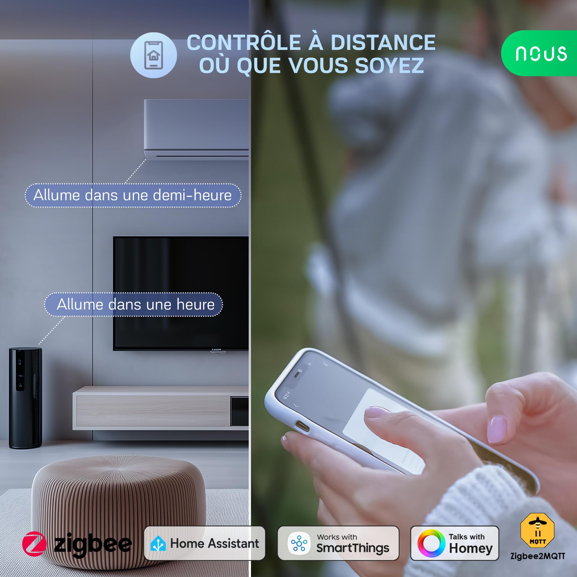 A1Z Prise Connectée ZigBee avec Surveillance Énergétique, 10A, Contrôle à Distance, Commande Vocale, Programmation & Minuterie, Compatible avec Alexa, Google Home, ZigBee Hub Requis, Pack de 4