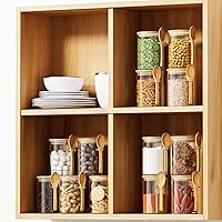 Vista 7 de Recipiente de vidrio para azúcar con cuchara, 1 paquete de tarros de vidrio de 15 onzas con tapa y cuchara de bambú, recipientes de almacenamiento