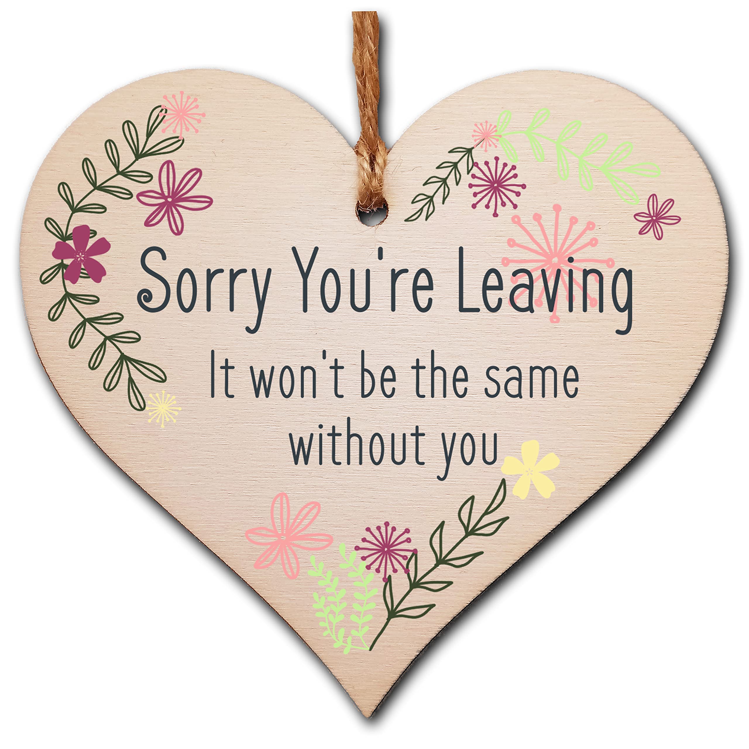 The Plum Penguin Black Handmade Wooden Hanging Heart Plaque Gift Sorry Youre Leaving Not The Same Leaving Retirement Present Colleague Card Alternative