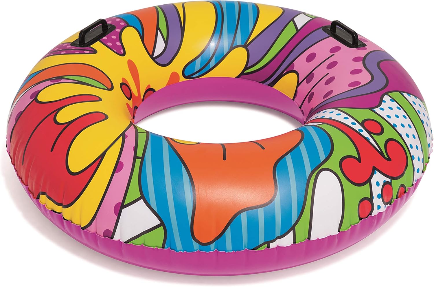 Bestway 36125E H2OGO! POP Culture Swim Tube Pool Lake Inflatable Summer Party Ride-On Float with Heavy-Duty Handles, Multi-Colored