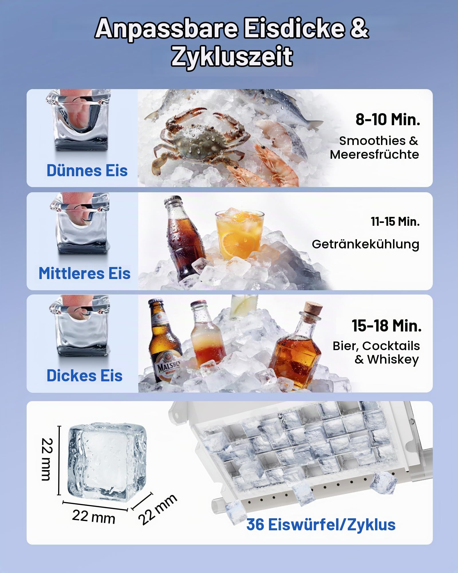 VEVOR Kommerzielle Eismaschine 54 kg/Tag, Eiswürfelbereiter mit 14 kg Eisvorratskapazität, Eiswürfelmaschine aus Edelstahl mit LED-Anzeige und Selbstreinigung, Ideal für Restaurant, Café und Bar