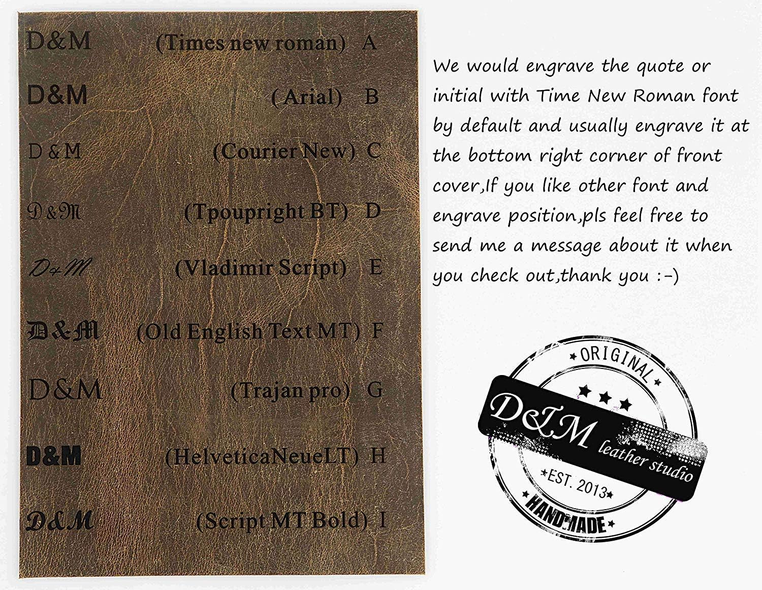 Personalized real genuine leather notepad cover for rite in the rain top-spiral notebook 3" x 5" 4" x 6" N05RNTS