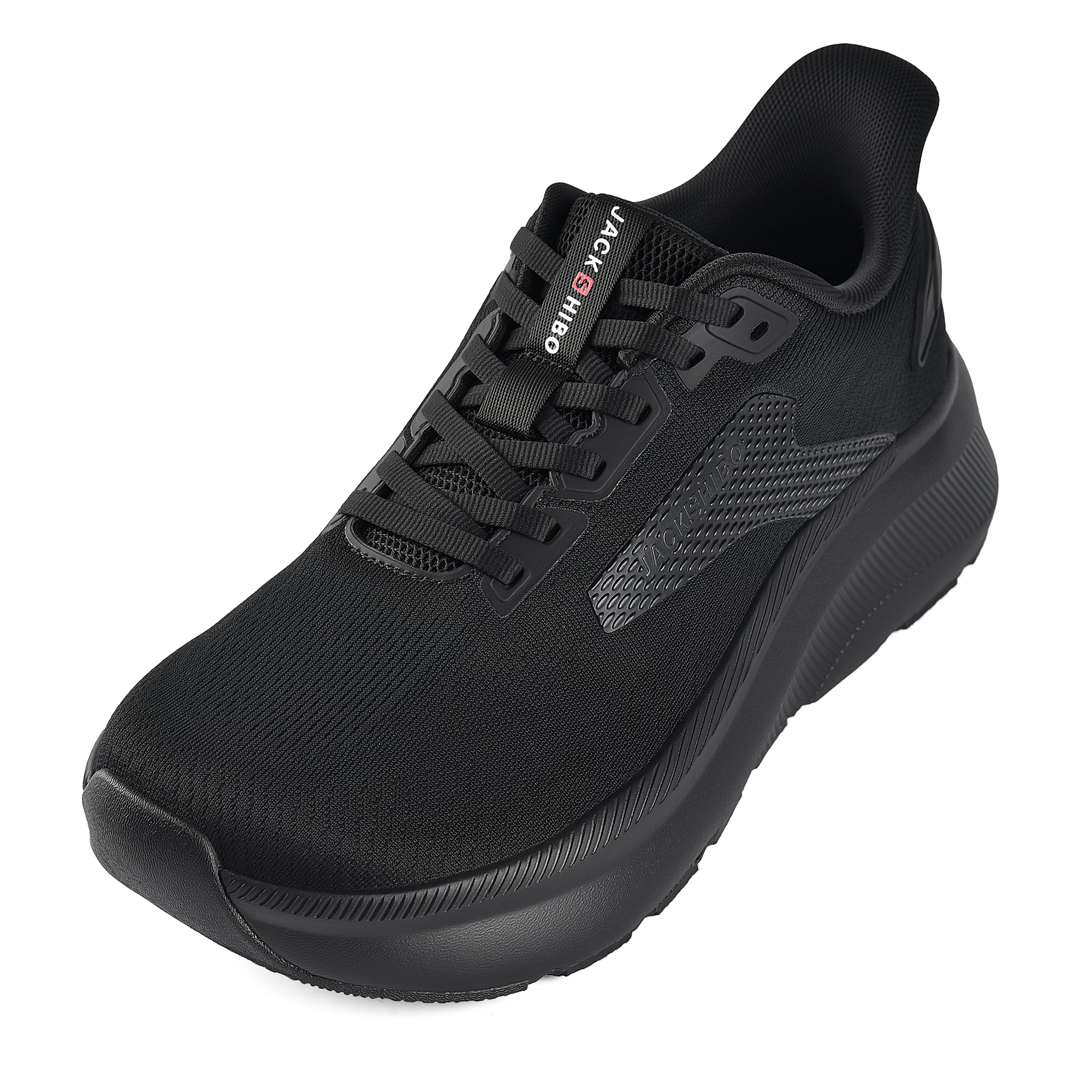 JACKSHIBO Men's Hands Free Slip On Shoes, Wide Toe Box Zero Drop Arch Support Sneakers, Lightweight Breathable for Daily Wear Gym Walking 8 Wide Allblack