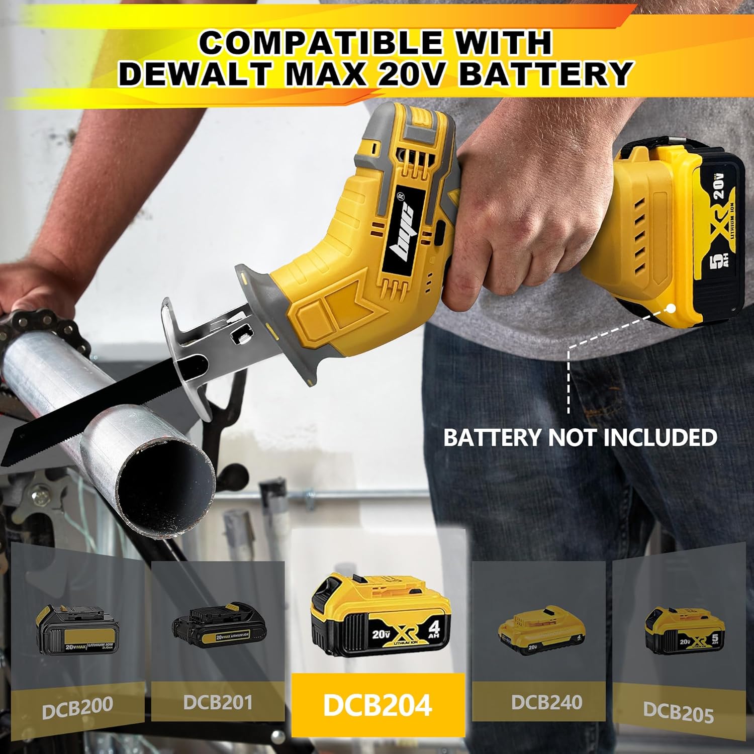 Cordless Reciprocating Saw Compatible with Dewalt 20V MAX Battery, Mini Recipro Saw Cordless with 4 Blades, 3500 SPM Variable Speed, One-Handed Operation, Tool-free Blade Change, No Battery Included