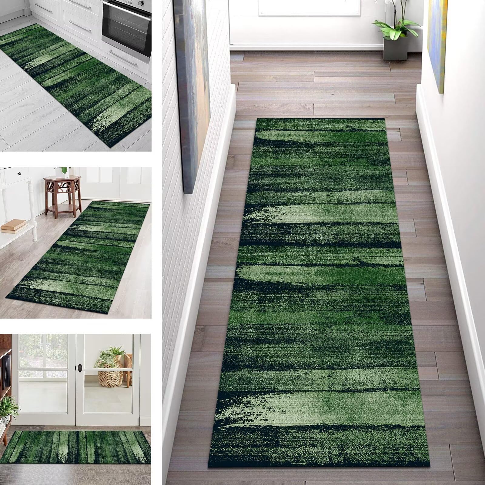 Tappeto Passatoia Cucina Antiscivolo Lavabile Tappeto Cucina Verde Moderno 80X200CM Tappeti Runner Tappeto Corridoio ingresso interno Soggiorno Tappetino Cucina Durevole Tappetino zerbino