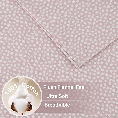 Miniatura 3 de Sleep Philosophy - Juego de sábanas True North de franela de 100% algodón, sábanas bonitas y ultrasuaves para clima frío, diseño de color rubor con