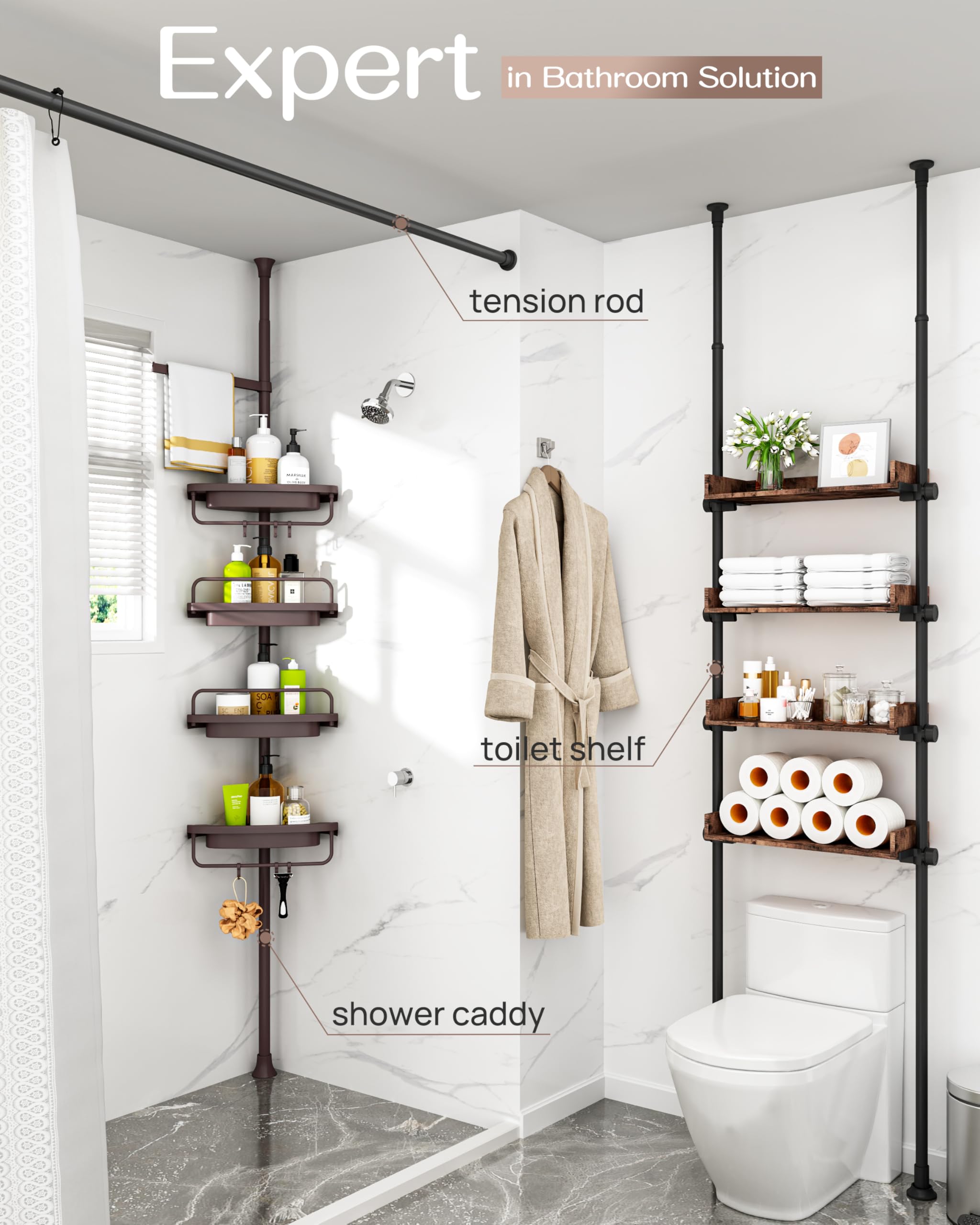 Allzone Organizador De Ducha A Prueba De Óxido Para Baño, Or | Meses Sin Interés