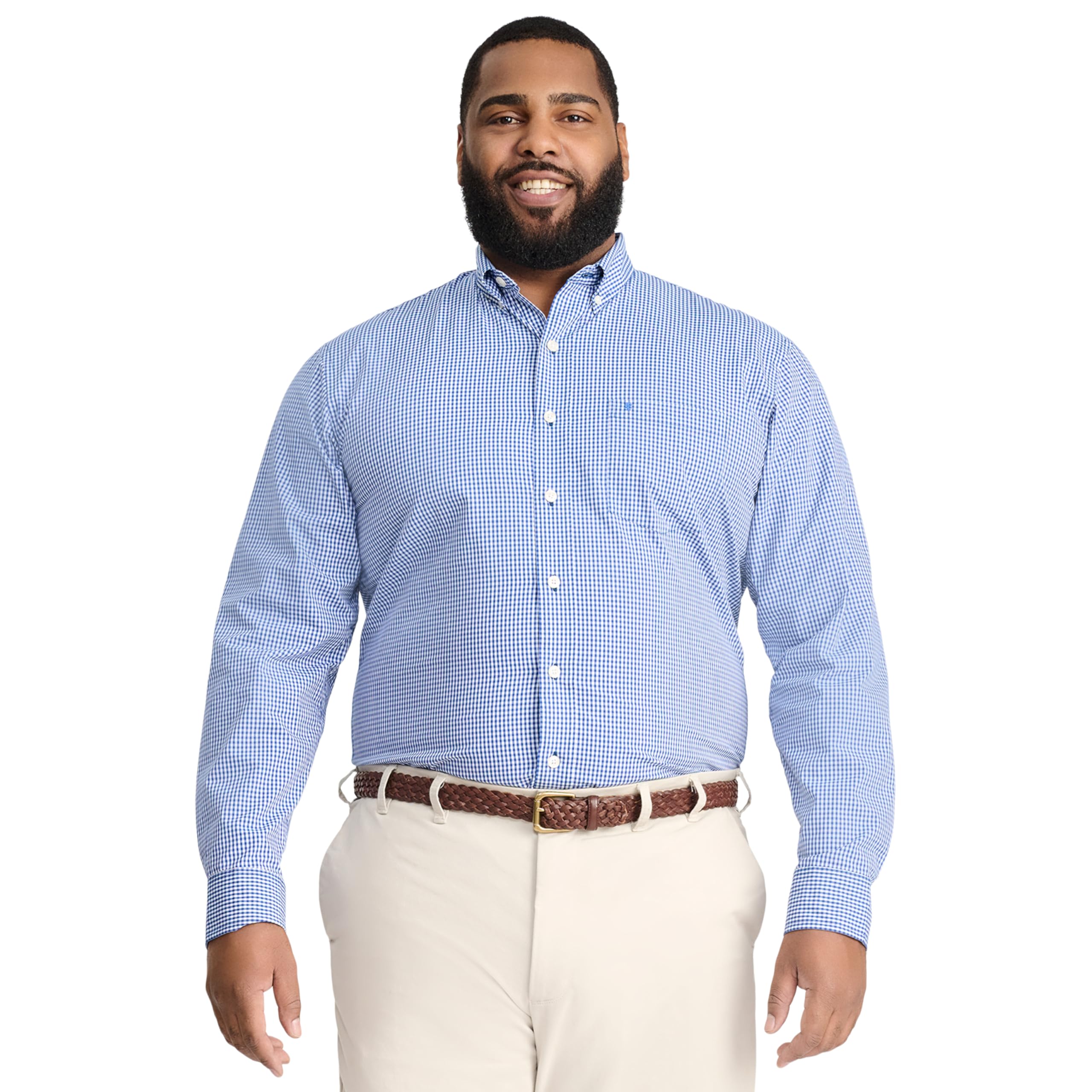 Izod Koszula na guziki męski Big and Tall Button Down Long Sleeve Stretch Performance Gingham Shirt