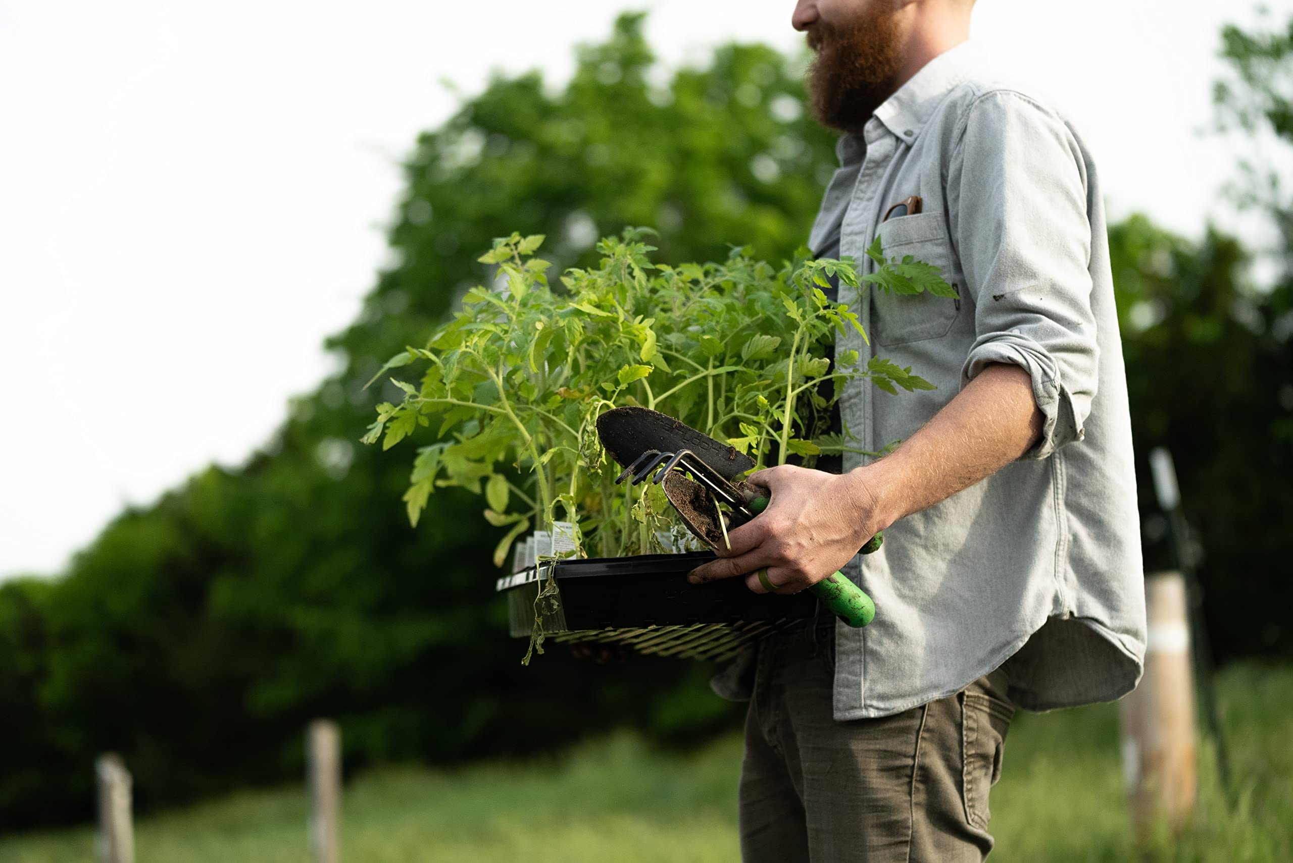 Hooyman Gartenwerkzeug-Set inklusive Kultivator, Pflanzmaschine und Kelle mit robuster Stahlkonstruktion, rutschfesten H-Griffen, und Klingenmessmarkierungen für Gartenarbeit, Jäten und im Freien
