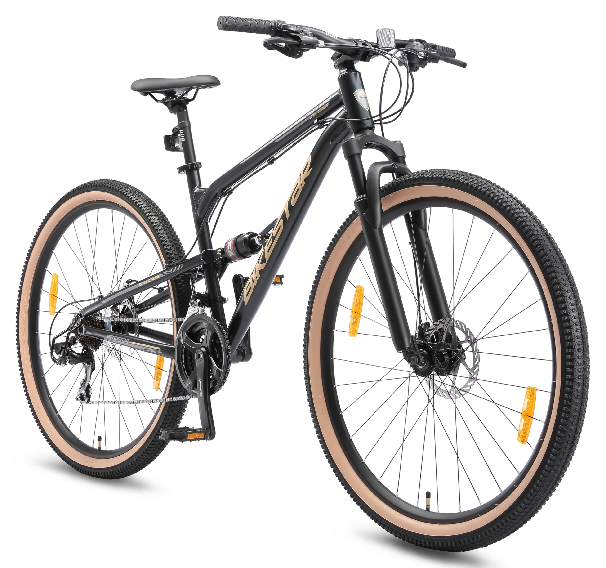 BIKESTAR MTB Mountain Bike Sospensione Completa in Alluminio, Freni a Disco, 26" | Bicicletta MTB Telaio 18" Cambio Shimano a 21 velocità |