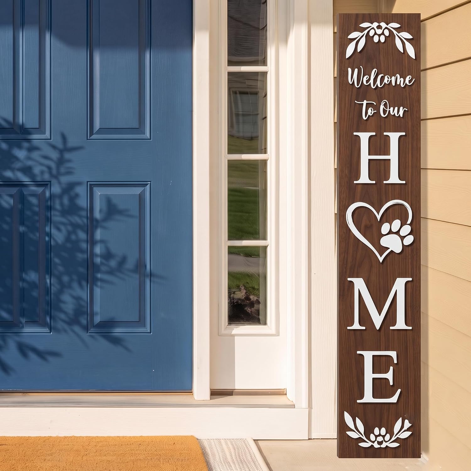 Welcome Sign Porch Decor Front Door Outdoor Wooden Board, Rustic Farmhouse image 5