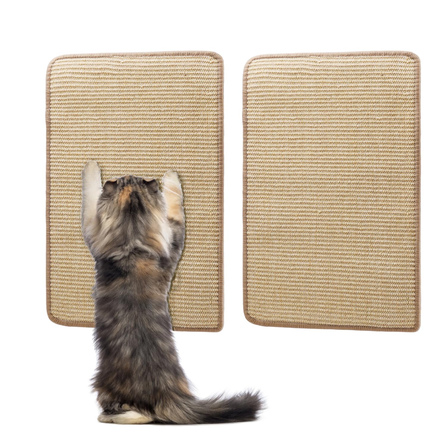Nobleza 2PCS Cat Scratching Mat Natural Sisal Cat Scratch Mat Self-Adhesive Cat Scratching Pad Anti Cat Scratch Furniture Protector Cat Sofa Protector Cat Kitten Scratch Pad Beige 16.54x12.6in/42x32cm