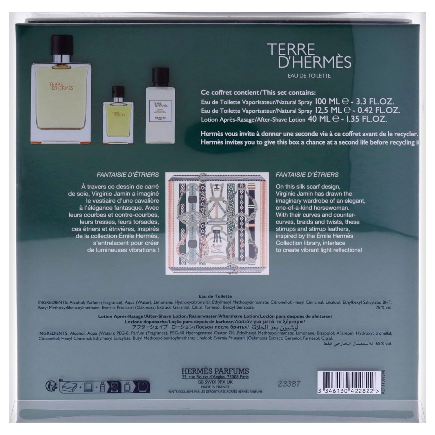 Terre Dhermes by Hermes for Men - 3 Pc Gift Set 3.3oz EDT Spray, 0.42oz EDT Spray, 1.35oz After Shave Lotion