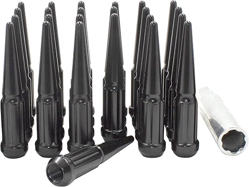 Vista 39 de Wheel Accessories Parts 20 piezas M12x1.5 12x1.5 rosca Spike Spline 4.40" largo tuercas negras 7/8" y 13/16" hexagonales para Chevy Blazer S10 GMC