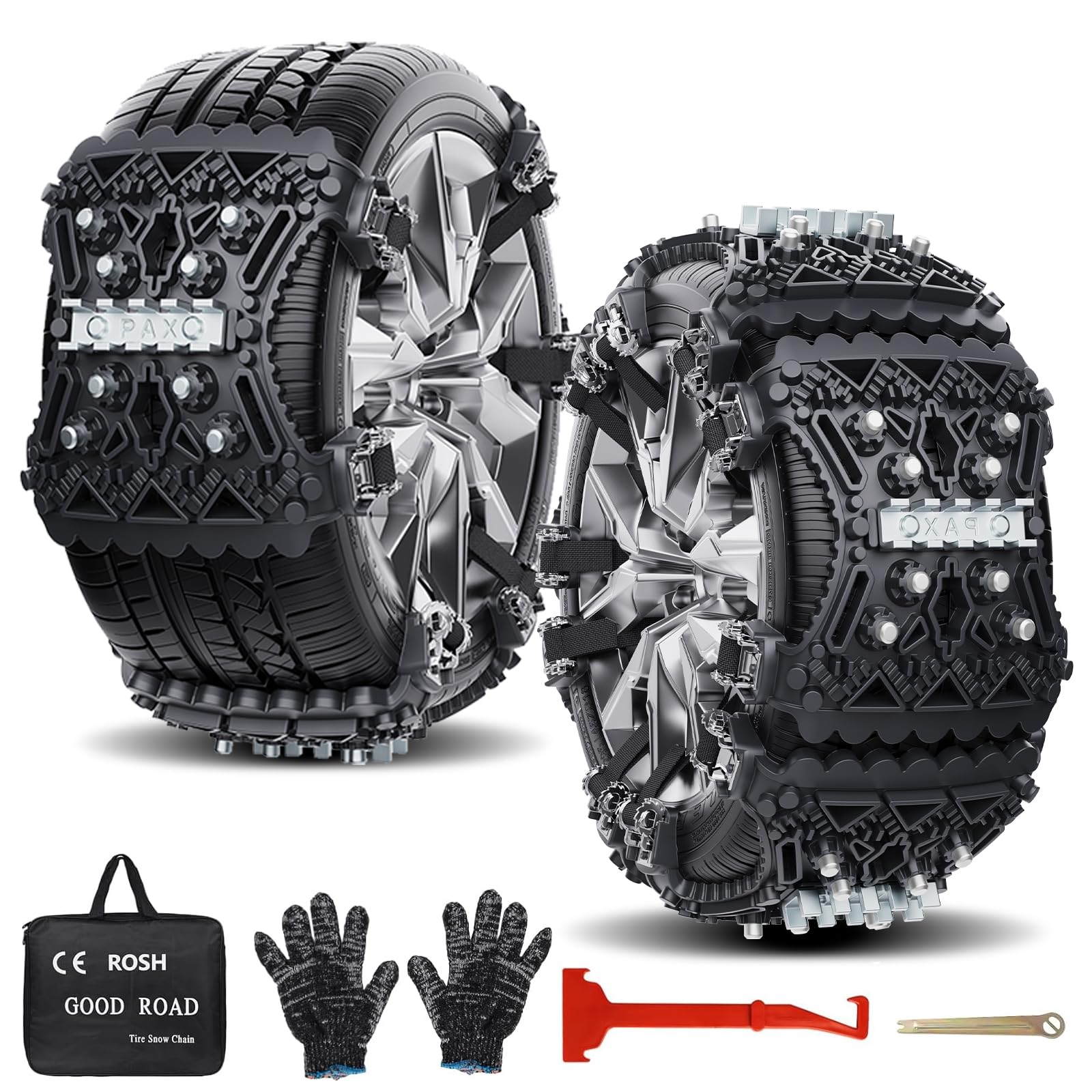 Catene da Neve, 6PCS Catene da Neve Universali Auto Adatte per Pneumatici da165-285mm, Catene per Pneumatici da Neve di Emergenza Antiscivolo Trazione Regolabili per Camion SUV Auto