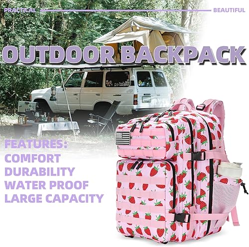 Miniatura 6 de Mochila militar táctica de 25 L, mochila de viaje pequeña para hombres y mujeres, bolsa de asalto, mochila Molle para gimnasio con soporte para