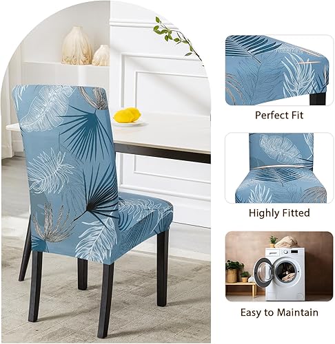 Miniatura 5 de SearchI - Fundas para silla de comedor elásticas, extraíbles, lavables, cortas, super ajuste, Parsons, de elastano, protector de sillas, para