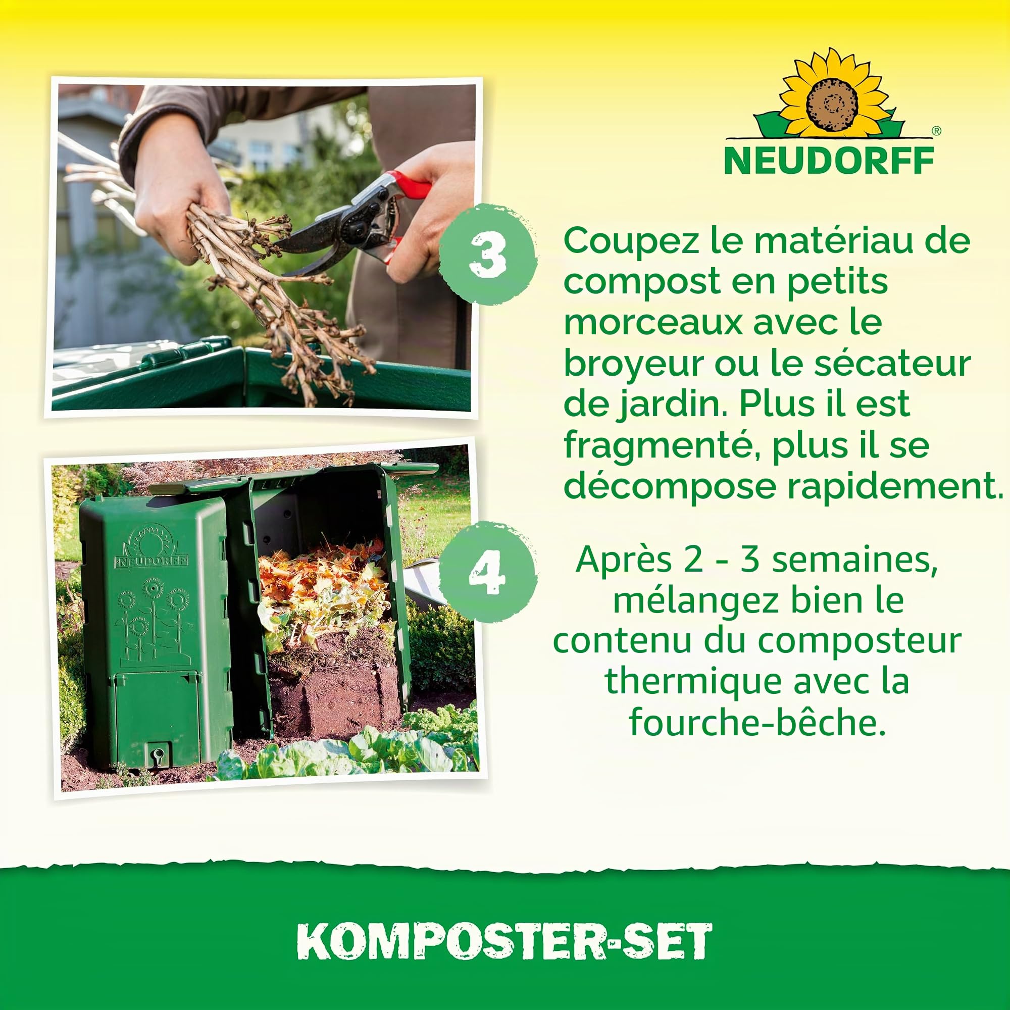 Neudorff 775 DuoTherm Composteur Thermique avec grilles de Protection Anti-rongeurs 530 l