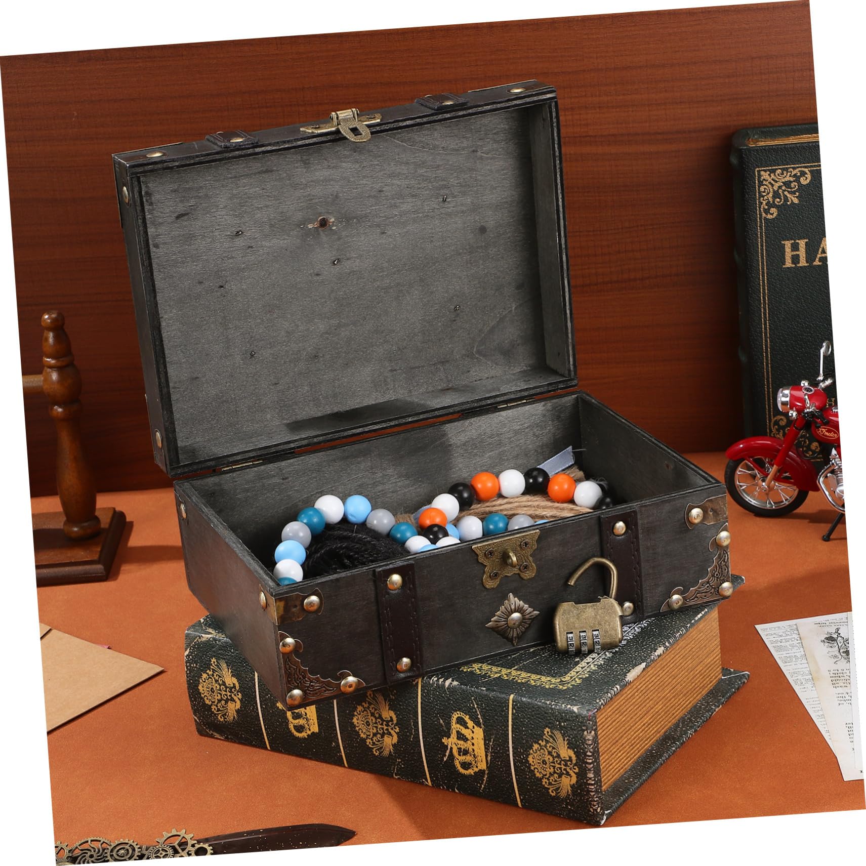 SOLUSTRE Schmuckkästchen Mit Schloss Und Vintage-design Aufbewahrungsbox Für Damen Und Herren Abschließbares Schmuckkästchen Aus Bruchfestem Material Für Zuhause Und Reisen