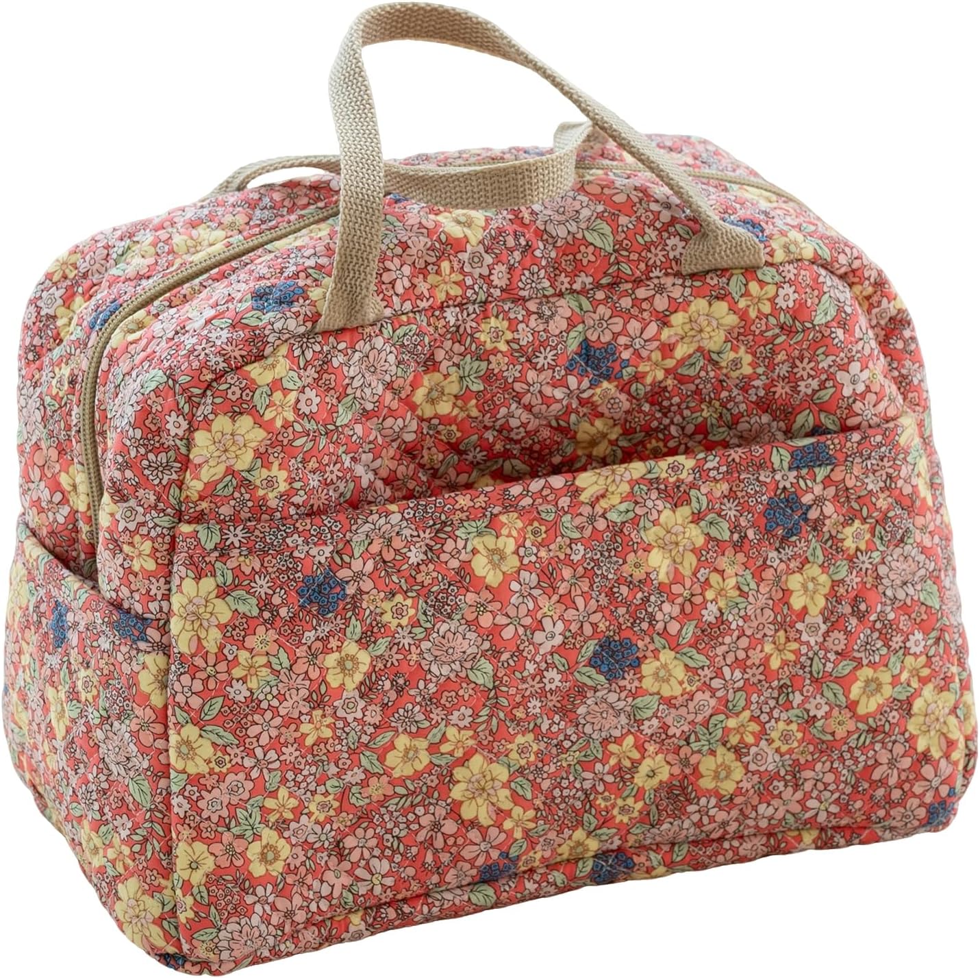 vctops Floral Cotton Quilted Storage Organizer Bag with Zipper (Type A)