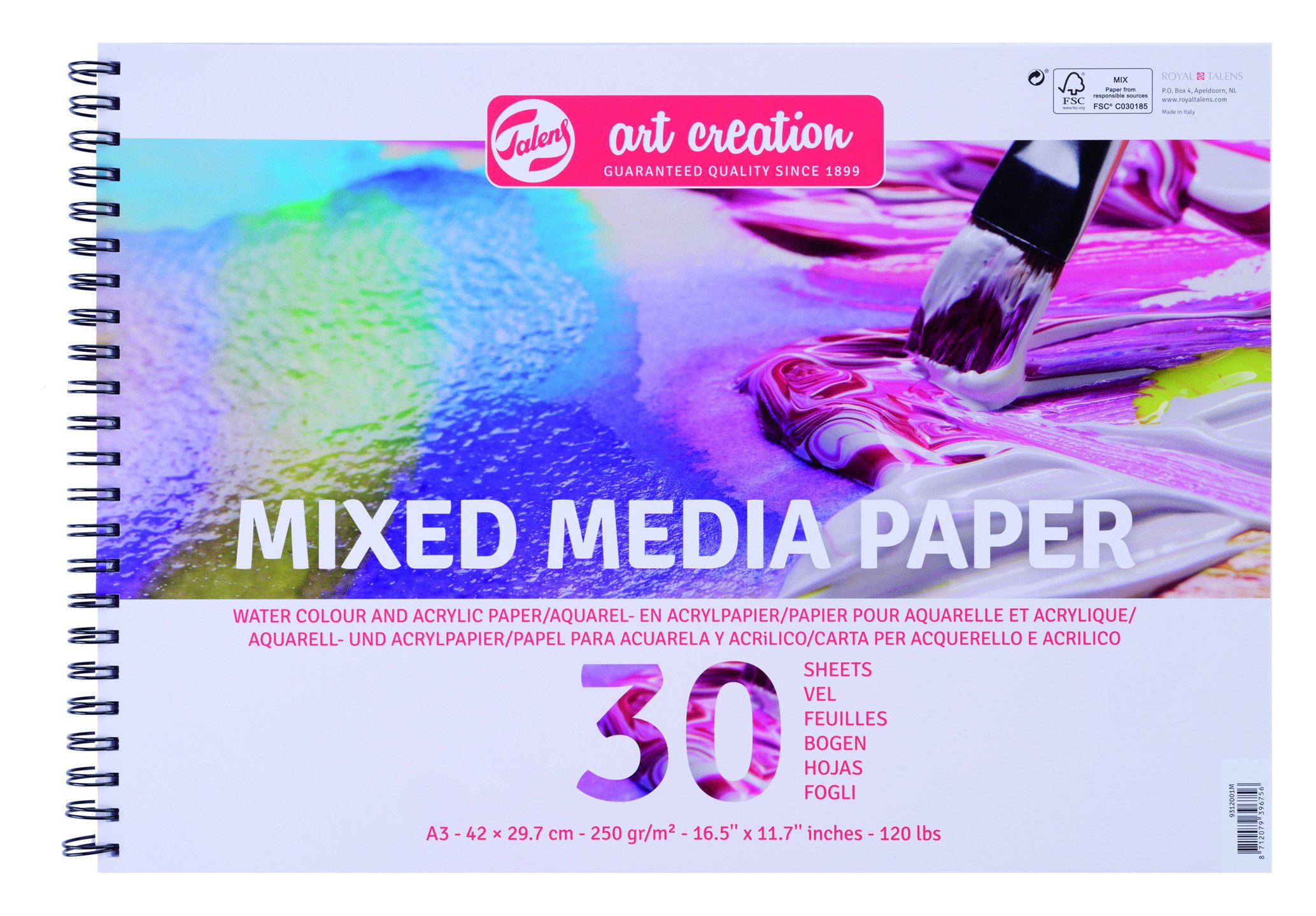 Talens Art Creation Mix Media Paper DIN A3, 250 g/m², 30 Sheets