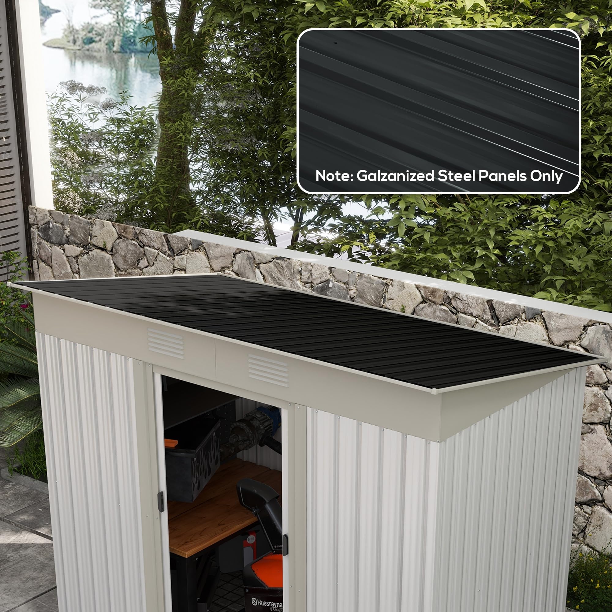 Outsunny Set 12 Pannelli di Ricambio per Casette da Giardino in Acciaio Zincato 129x45 cm Grigio scuro